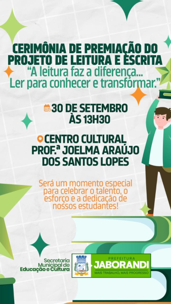 Cerimônia de Premiação do Projeto de Leitura e Escrita